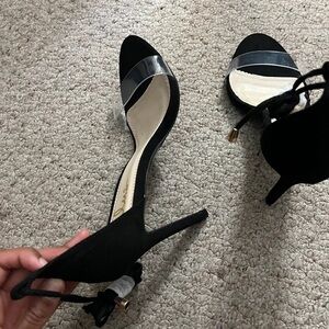 Lulu's Black and Clear Strap Heels